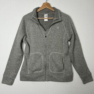 The North Face Womens Heathered Gray Zip Up Fleece Jacket Size Medium